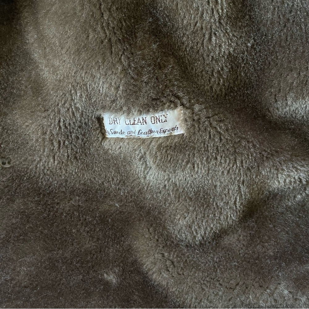 Vintage Shearling Suede Coat Saddle Brown 70s Ranch Cabincore Heritage Outdoor - Picture 8 of 8